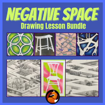 Preview of NEGATIVE SPACE Drawing Art Bundle Middle School Art High School Art Projects
