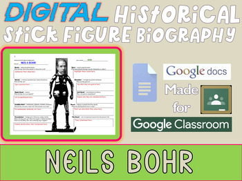 Preview of NEILS BOHR Digital Historical Stick Figure Biography (MINI BIOS)