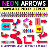 NEON ARROWS & ACCENTS Moveable Pieces Clip Art RED | Direc