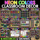 NEON and Black CHALKBOARD Classroom Decor GROWING BUNDLE |