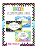 NEON Themed Student Message Cards (Postcards)