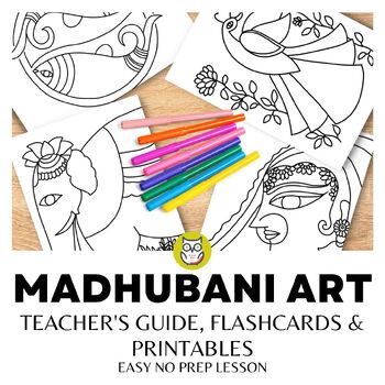 Preview of NEPAL MADHUBANI PATTERN NO PREP ART LESSON WITH TEACHER'S GUIDE AND PRINTABLES