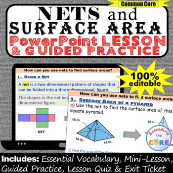 Preview of NETS AND SURFACE AREA Digital PowerPoint Lesson & Practice | Distance Learning