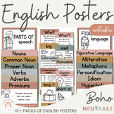 NEUTRAL Toned English Posters Bundle | Editable Neutral Bo