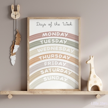 Preview of NEUTRAL Weekdays Poster - Days of the week - Classroom Decor - Nursery Decor