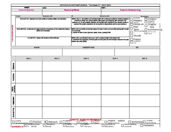 Preview of NEW!! 1st Grade MATH LESSON PLAN FLORIDA STANDARDS Template: Drop down boxes