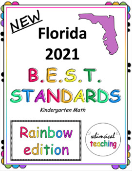 Preview of NEW 2021 Kindergarten Math BEST Standards "I Can" Signs - Florida