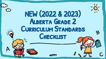Preview of NEW 2022 Alberta Grade 2 Curriculum Standards Checklist ("I Can" Statements)