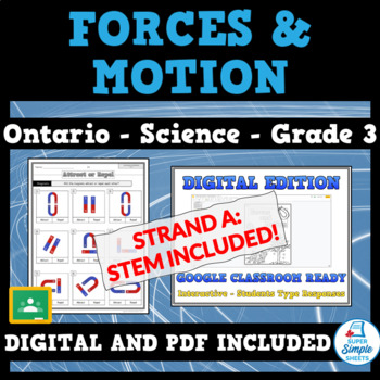 Preview of NEW 2022 Curriculum Grade 3 - Forces & Motion - Ontario Science/STEM