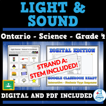 Preview of NEW 2022 Curriculum - Grade 4 - Light & Sound - Ontario Science STEM
