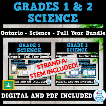 Preview of NEW 2022 Curriculum - Ontario - Grade 1 & 2 Science Units STEM -FULL YEAR BUNDLE