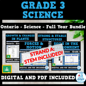 Preview of NEW 2022 Curriculum/STEM! - Ontario Grade 3 Science - Full Year Bundle