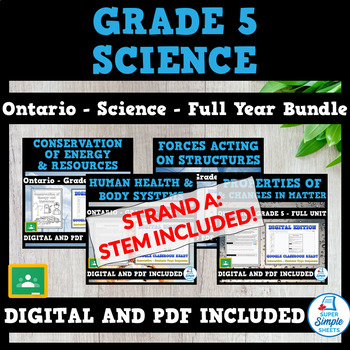Preview of NEW 2022 Curriculum - Ontario Grade 5 Science STEM - Full Year Bundle