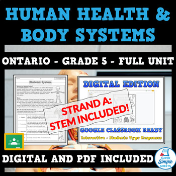 Preview of NEW 2022 Curriculum - Ontario Grade 5 Science STEM - Human Health & Body Systems