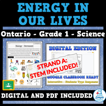 Preview of NEW 2022 Ontario Science Curriculum - Grade 1 - Energy in Our Lives - STEM