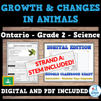 Preview of NEW 2022 Ontario Science Curriculum/STEM - Grade 2 - Growth & Changes in Animals
