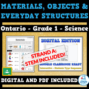 Preview of NEW 2022 Ontario Science STEM Grade 1 - Materials, Objects & Everyday Structures