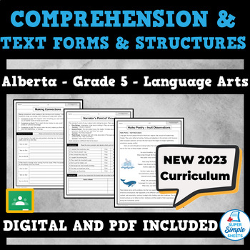Preview of NEW 2023 Alberta Language ELA - Grade 5 - Comprehension, Text Forms & Structures