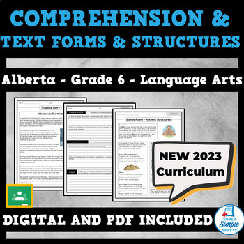Preview of NEW 2023 Alberta Language ELA - Grade 6 - Comprehension, Text Forms & Structures