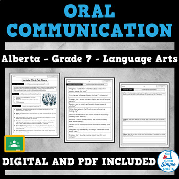 Preview of Alberta Language Arts ELA - Grade 7 - Oral Communication
