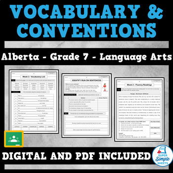Preview of Alberta Language Arts ELA - Grade 7 - Vocabulary and Conventions