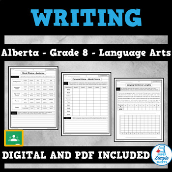 Preview of Alberta Language Arts ELA - Grade 8 - Writing