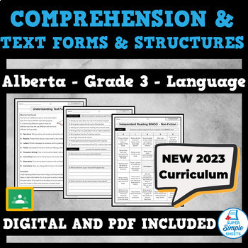 Preview of NEW 2023 Alberta Language - Grade 3 - Comprehension, Text Forms and Structures