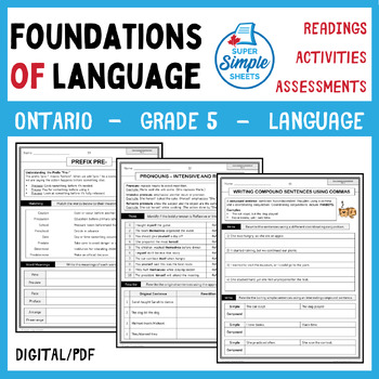 Preview of NEW 2023 Ontario Language - Grade 5 - Foundations of Language