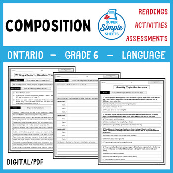 Preview of NEW 2023 Ontario Language - Grade 6 - Composition