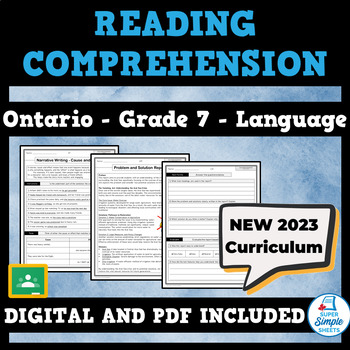 Preview of NEW 2023 Ontario Language - Grade 7 - Reading Comprehension