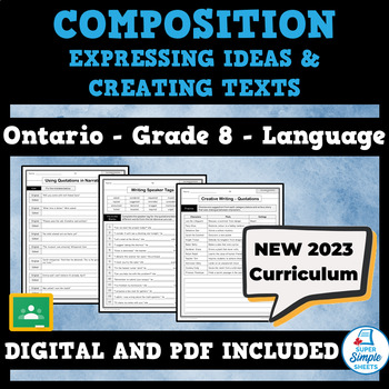 Preview of NEW 2023 Ontario Language - Grade 8 - Composition