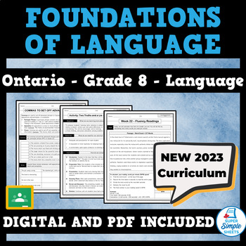 Preview of NEW 2023 Ontario Language - Grade 8 - Foundations of Language