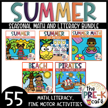 Preview of NEW 25% OFF SUMMER Math and Literacy Bundle | Phonemic Awareness | 55 ACTIVITIES