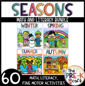 Preview of Seasons Math and Literacy Bundle | Spring | Summer | Fall | Winter PreK  K