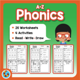 NEW! 26 Simple Phonics Activity Printable Worksheet Pack (