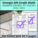 NEW 5th Grade Math Georgia Standards Teacher or Student Checklist