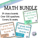 5th Grade BUNDLE Math Spiral Review Choice Boards Workshee