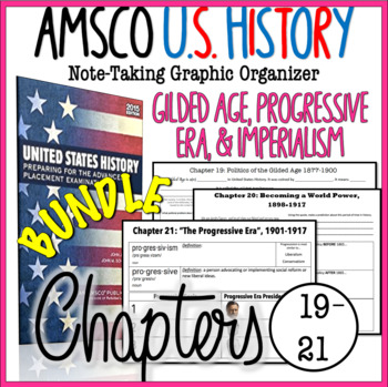 Preview of AMSCO U.S. History Graphic Organizer Chapter 19, 20, 21 (Progressivism)