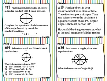 Angles In A Circle Task Cards 4 7a 4 7b 4 Md C 5 A 4 Md C 5 B