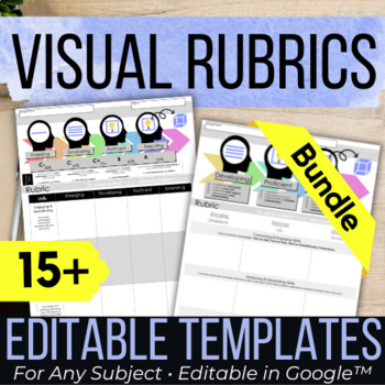 Preview of Editable Rubric Template Bundle for ELA, Socials, Science, Math or Writing