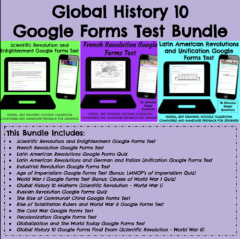 Preview of BUNDLE: Global History 10 Google Forms Test Bundle