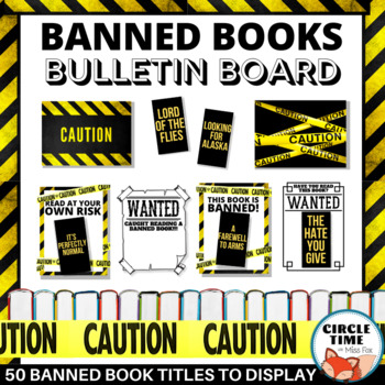 Preview of Banned Books Display, Borders & Elements, Printable Library Bulletin Board Ideas