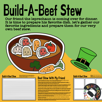 Preview of NEW! Build-a-Beef Stew Writing - St Patrick's Day Comic | Activity | Sequence