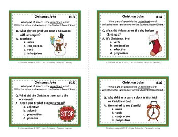 CHRISTMAS JOKES: PARTS OF SPEECH • POSTERS by Pizzazz Learning | TpT