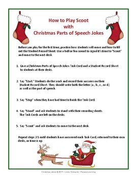 CHRISTMAS JOKES: PARTS OF SPEECH • POSTERS by Pizzazz Learning | TpT