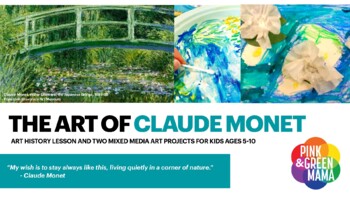 Preview of NEW! Claude Monet Art History and Art Lesson for Kids PDF