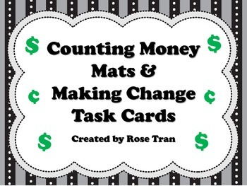 Preview of NEW  Counting Money Mats & Making Change Task Cards (aligned to 3.4C, 2.MD.C.8)