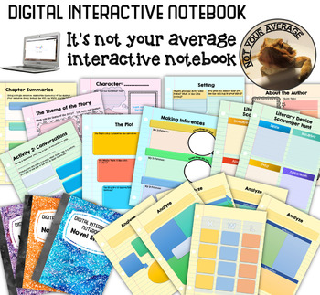 Preview of NEW Digital Interactive Notebook for Any Novel Study MIDDLE SCHOOL VERSION