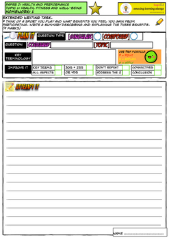 Preview of NEW Edexcel GCSE PE Extended Writing Homework Unit 2 - Topic 1