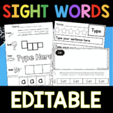 Editable Sight Word Templates Kindergarten First Grade Spe